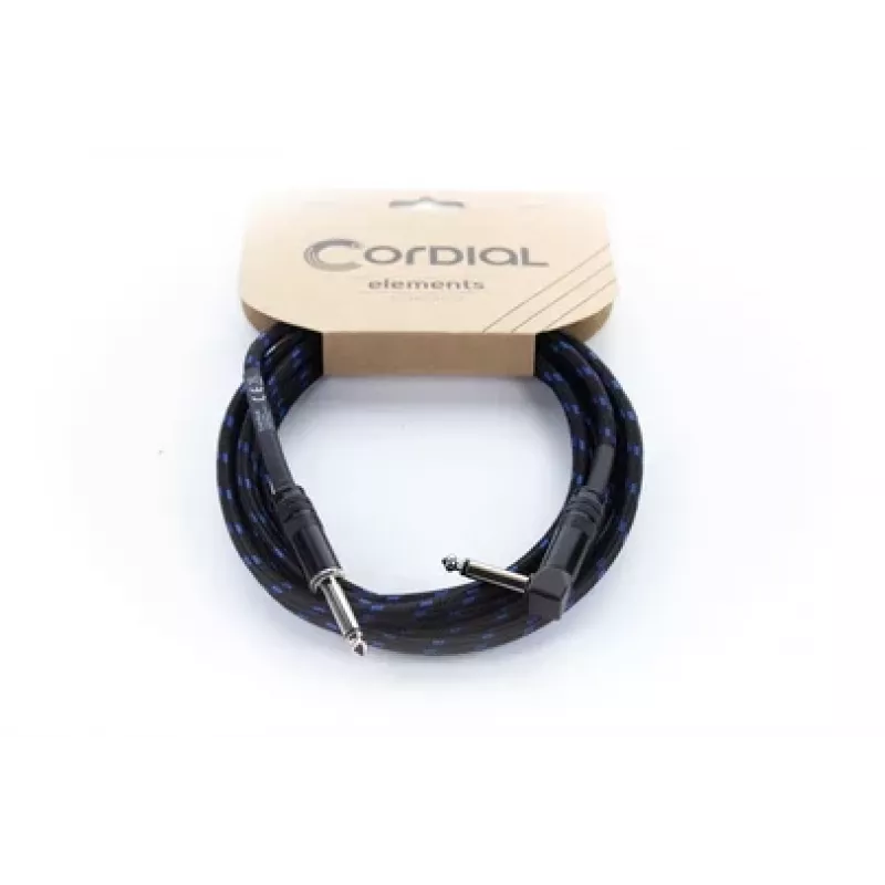 Cable para instrumento Cordial 14780 3 m – jack TS de 6,3 mm a jack TS de 6,3 mm, negro/azul funda textil