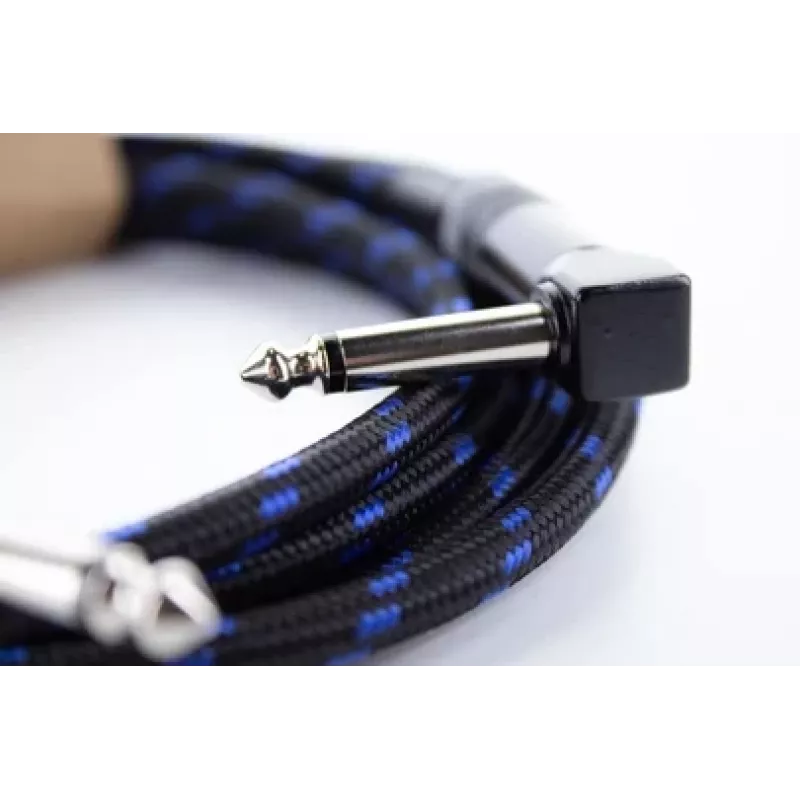 Cable para instrumento Cordial 14780 3 m – jack TS de 6,3 mm a jack TS de 6,3 mm, negro/azul funda textil