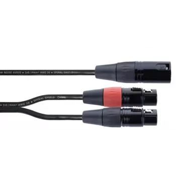 Cable adaptador en Y XLR Cordial EY 0,3 MFF - 1x XLR macho a 2x XLR hembra, 0,3 m, negro 14881