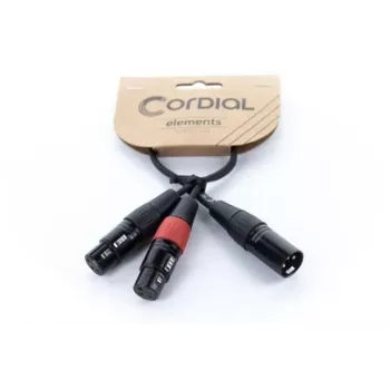 Cable adaptador en Y XLR Cordial EY 0,3 MFF - 1x XLR macho a 2x XLR hembra, 0,3 m, negro 14881