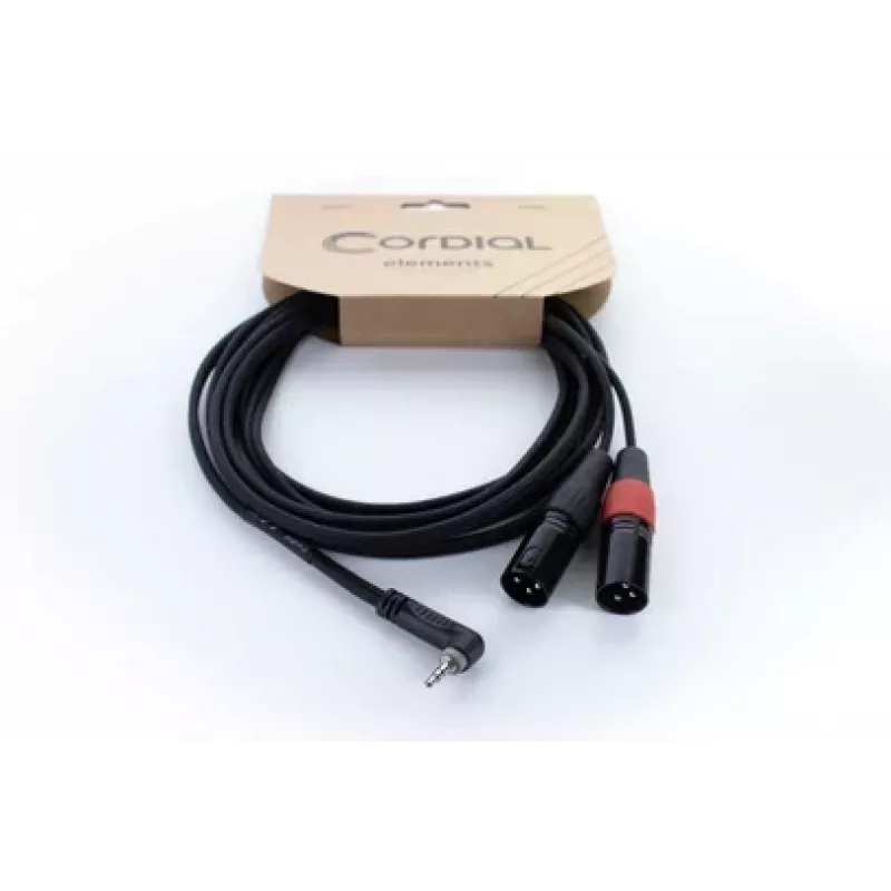 Cable adaptador en Y Cordial EY 1.5 WRMM XLR 3,5 mm TRS a 2x conector XLR macho, 1,5 m, negro, 14874