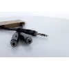 Cable adaptador en Y de audio Cordial 14882 jack estéreo 6,3 mm, 1x conector macho a 2x conector hembra, 0,3 m, PVC negro