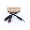 Cable adaptador en Y de audio Cordial 14890 conector jack estéreo 6,3 mm a 2x conector hembra jack mono 6,3 mm, 0,30 m, PVC negro, cable twin