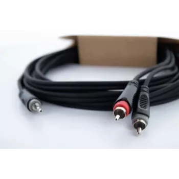 Cable adaptador en Y de audio Cordial 14855 jack estéreo de 3,5 mm a 2x RCA, 1,5 m, negro