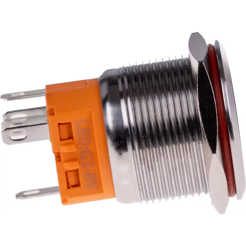 JOY-IT BUTTON22A-L-RD interruptor pulsador con enclavamiento, 250 V AC, 3 A, SPST-NO, rojo, IP67, IK10