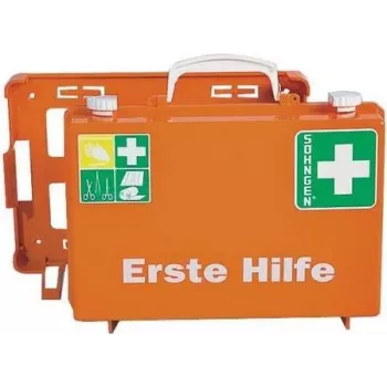 SÖHNGEN ERSTE-HILFE KOFFER DELUXE botiquín de primeros auxilios DIN 13157 naranja ABS montaje en pared O301138
