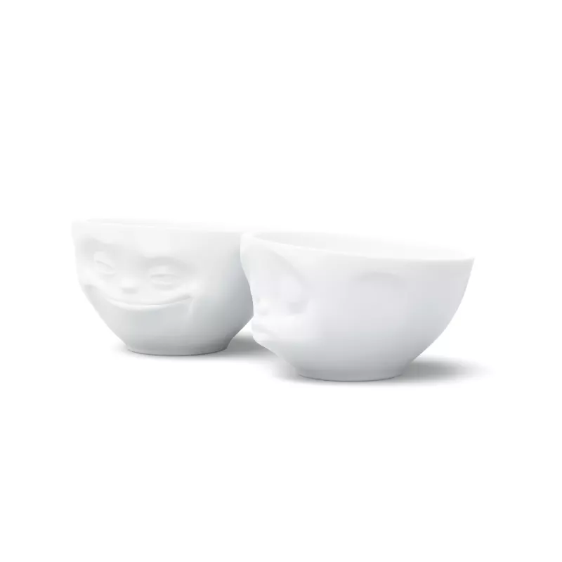 FIFTYEIGHT PRODUCTS T012201 Set de cuencos 200 ml Sonriente y Besando Porcelana blanca