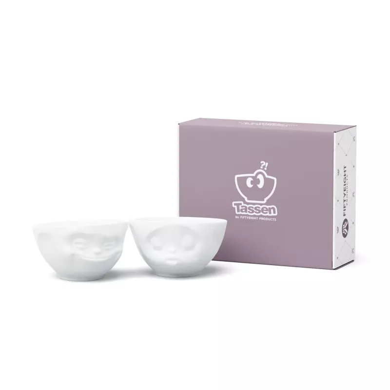 FIFTYEIGHT PRODUCTS T012201 Set de cuencos 200 ml Sonriente y Besando Porcelana blanca