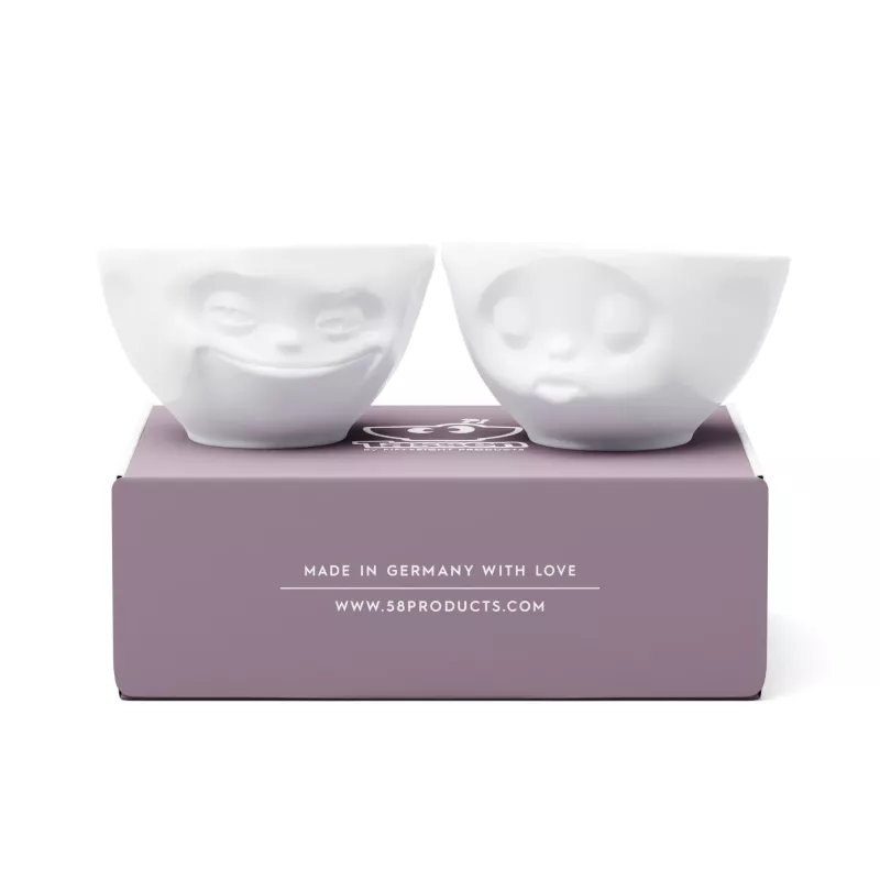 FIFTYEIGHT PRODUCTS T012201 Set de cuencos 200 ml Sonriente y Besando Porcelana blanca