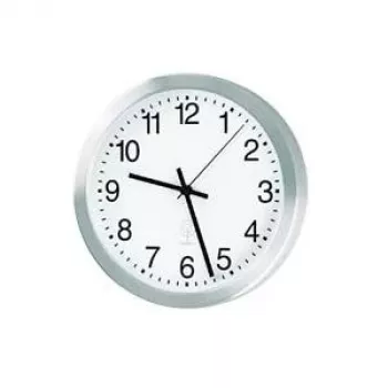 PEWETA Reloj de pared radio controlado de aluminio, 40 cm de diámetro, plata (51.017.415)