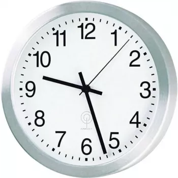 PEWETA Reloj de pared radio controlado de aluminio, 40 cm de diámetro, plata (51.017.415)