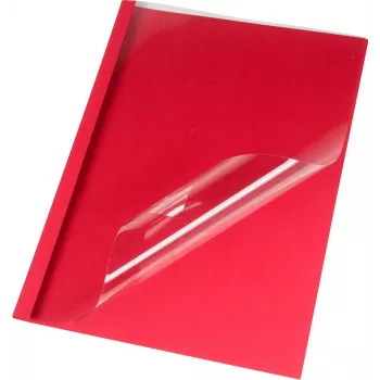 LMG Carpetas de encuadernación térmica A4 rojo efecto piel 1,5 mm lomo, capacidad 50 hojas, pack de 50 LMG-BMDLM-RO-R1,5