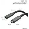 S CONN Flexline cable de extensión USB-C, conector macho USB-C a conector hembra USB-C, USB 3.2 Gen 2, 100W PD, 4K@60Hz, revestimiento textil, 1,5m, negro FL31-74006