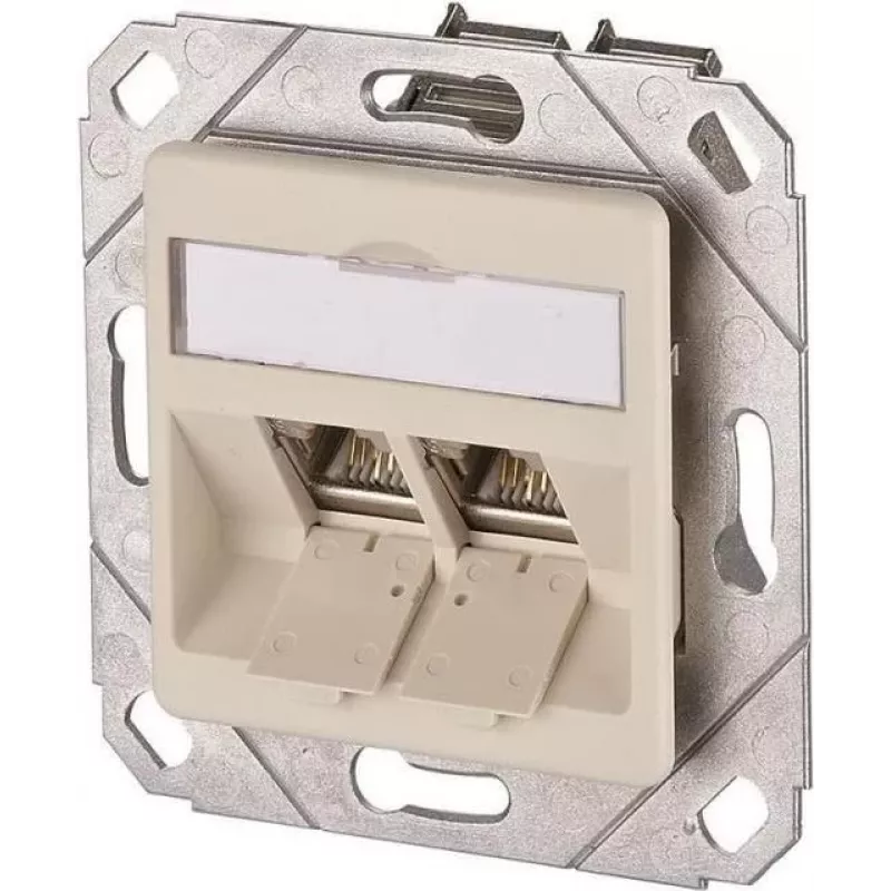 METZ CONNECT BTR E-DAT modul 8/8(8) UPk toma de datos empotrada, 2x RJ-45, CAT 6e, apantallada, blanco perla RAL 1013 1309121101-E