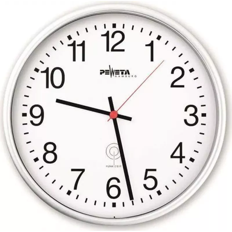 PEWETA reloj de pared radiocontrolado plástico blanco 30 cm (51.130.311)