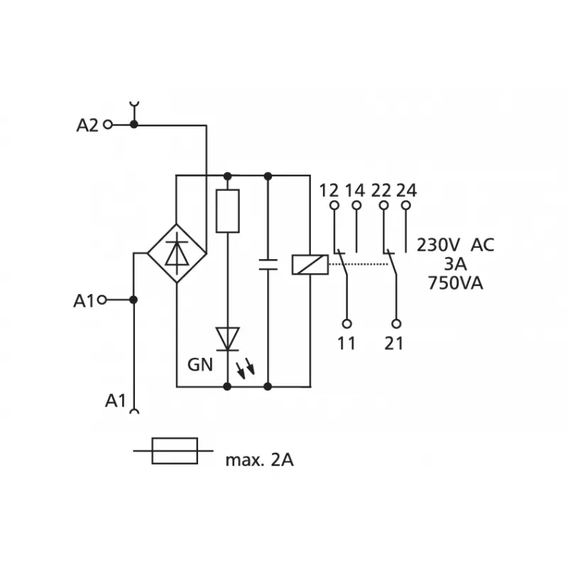 METZ CONNECT relé de acoplamiento 24 V AC/DC KRA-F10/21-21 2W (11070213)