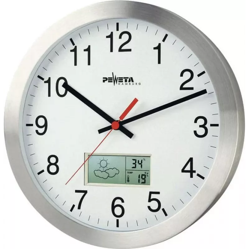 PEWETA reloj de pared radiocontrolado 51.161.315, esfera blanca, 300 mm, DCF77