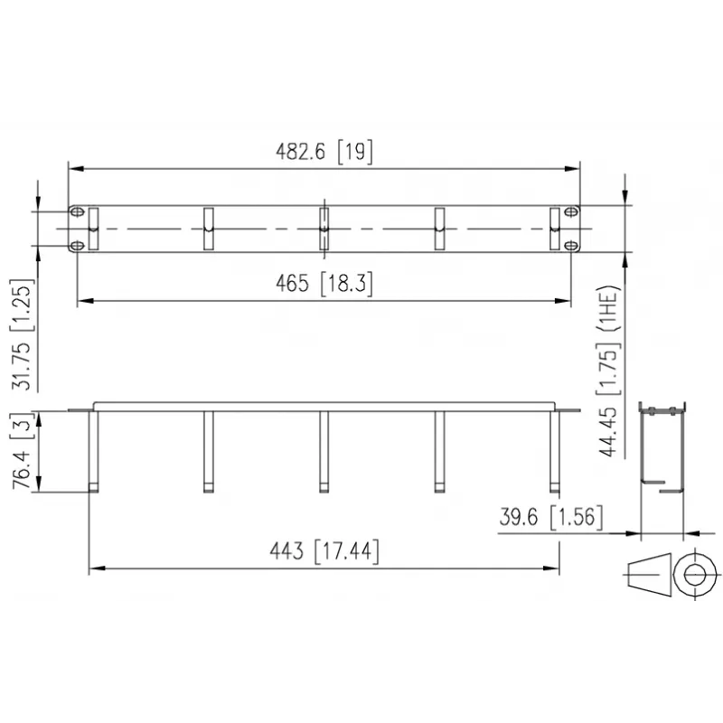 METZ BTR 130894-03-03-E panel de gestión de cables 19 pulgadas 1U, 75mm de profundidad, RAL 7035 gris claro