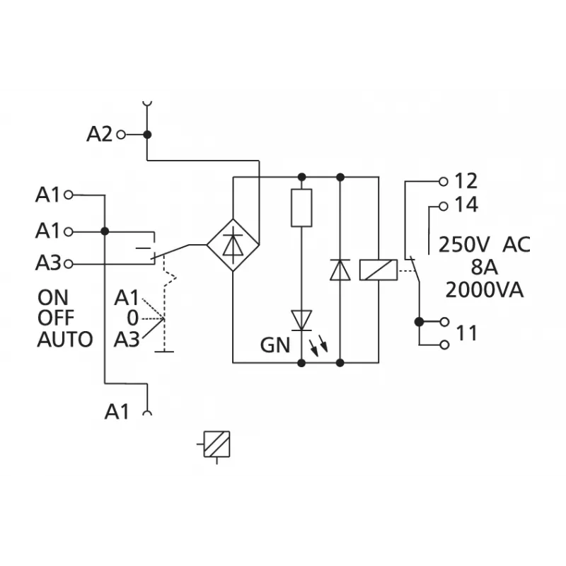 METZ CONNECT KRA-S-F8/21 relé de potencia 24V DC 8A SPDT gris carril DIN 11070613
