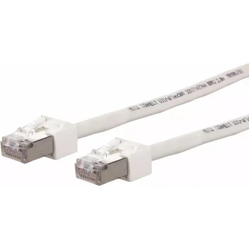 METZ CONNECT Ultraflex500 Cable de parcheo CAT 6 S/FTP, conector macho RJ-45 a conector macho RJ-45, 1,0 m, blanco, libre de halógenos 13084V1088-E