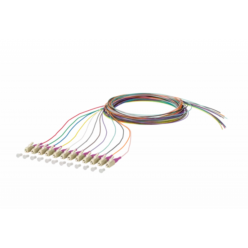 METZ CONNECT 150N1JO0020E Cable de parcheo de fibra óptica multimodo OM4, 12x LC dúplex, 2 m, núcleo de 50 µm, multicolor