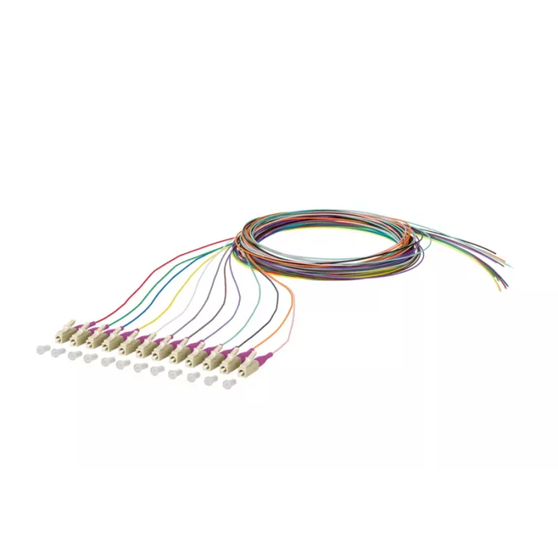 METZ CONNECT 150N1JO0020E Cable de parcheo de fibra óptica multimodo OM4, 12x LC dúplex, 2 m, núcleo de 50 µm, multicolor