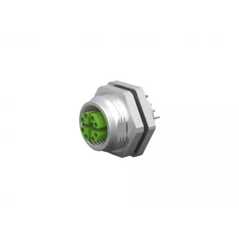 METZ CONNECT M12 BU8 371 - Toma empotrable M12, 8 polos, codificación A, conector hembra, montaje posterior, pines de soldadura, IP67
