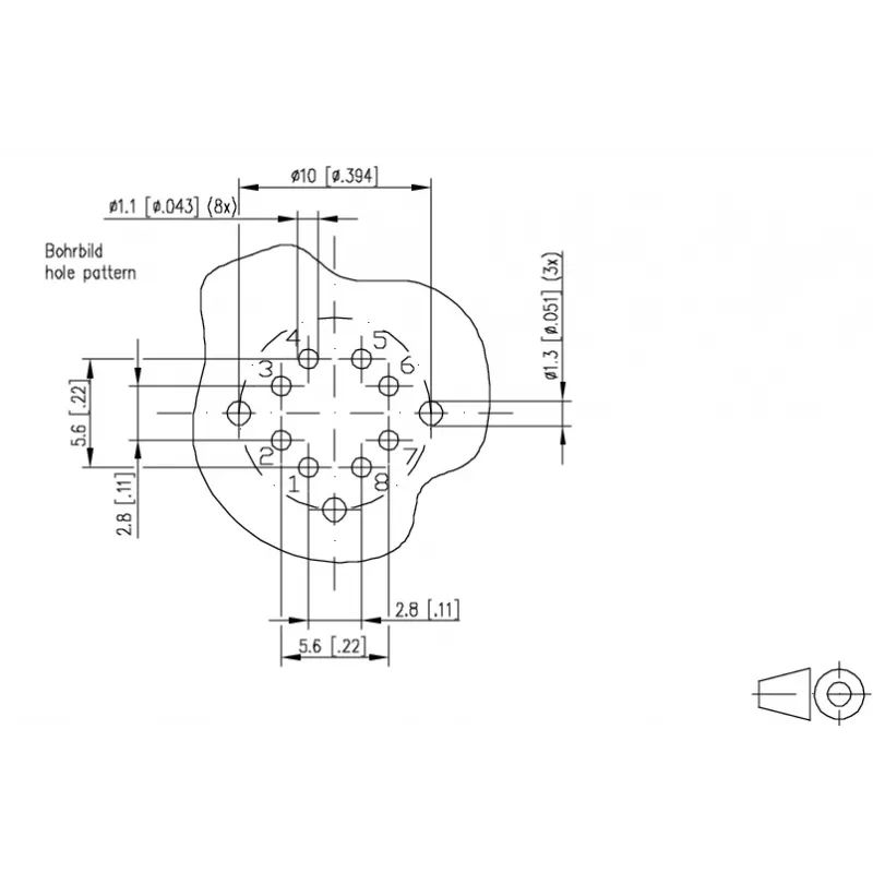 METZ CONNECT M12 BU8 371 - Toma empotrable M12, 8 polos, codificación A, conector hembra, montaje posterior, pines de soldadura, IP67