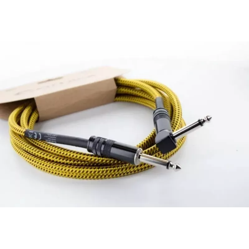 Cordial 14776 cable para instrumentos 6,3mm jack mono a 6,3mm jack mono, 3m, negro/amarillo textil