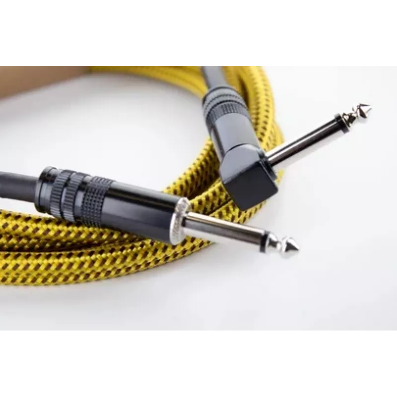 Cordial 14776 cable para instrumentos 6,3mm jack mono a 6,3mm jack mono, 3m, negro/amarillo textil