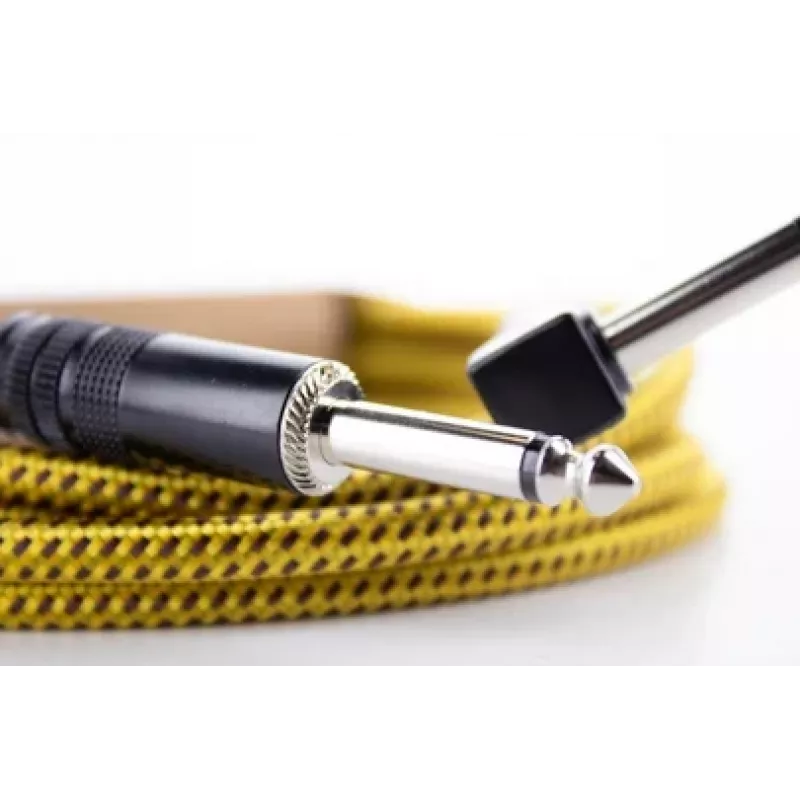 Cordial 14776 cable para instrumentos 6,3mm jack mono a 6,3mm jack mono, 3m, negro/amarillo textil