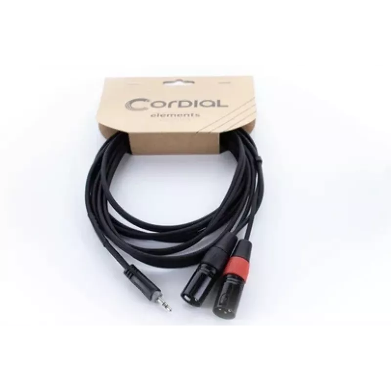 Cordial EY 1.5 WMM cable adaptador en Y XLR - 3,5 mm TRS a 2x conector macho XLR, 1,5 m 14871