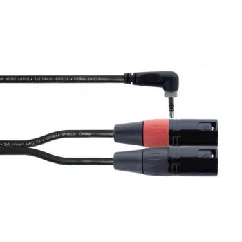 Cordial EY 3 WRMM cable adaptador en Y XLR 3m negro - conector 3,5mm TRS a 2x conector macho XLR 3 polos, OFC, apantallamiento en espiral 14875