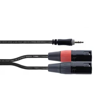 Cordial EY 1 WMM cable adaptador en Y XLR, 3,5mm TRS a 2x XLR macho, 1m, OFC, apantallamiento en espiral, negro 14870