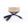Cordial 14892 cable adaptador en Y de audio, conector macho jack estéreo 3,5 mm a dos conectores hembra jack mono 6,3 mm, 0,3 m, PVC negro