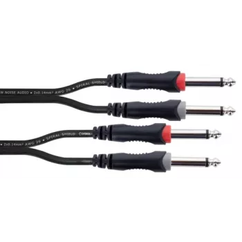 Cable de audio Cordial 14846 Twin Mono jack 6m negro - 2x jack TS 6,3mm a 2x jack TS 6,3mm