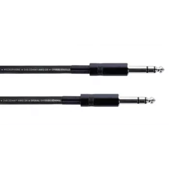 Cable de conexión de audio Cordial 14818 jack 6,3 mm estéreo a jack 6,3 mm estéreo, 6 m, negro PVC, par trenzado