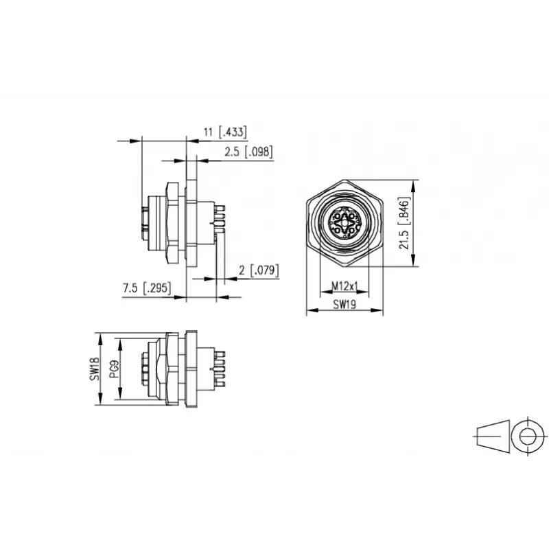 Conector hembra para PCB METZ Connect MMT371A115 4 polos paso 3,81mm borne de tornillo verde