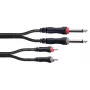 Cable de conexión de audio Cordial 14841 2x jack 6,3mm TS mono a 2x conector macho RCA 3m negro PVC cable twin