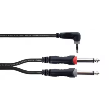 Cable adaptador en Y de audio Cordial 14866 3,5 mm estéreo a 2x 6,3 mm mono 1 m negro