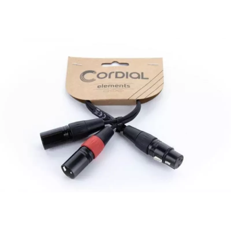 Cordial EY 0,3m cable adaptador en Y XLR - 1x XLR hembra a 2x XLR macho, negro 14880