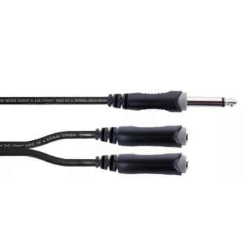 Cordial EY 0.3 PGG cable adaptador en Y 1x conector macho jack mono de 6,3 mm a 2x conectores hembra jack mono de 6,3 mm 0,3m negro 14884