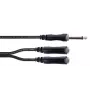 Cordial EY 0.3 PGG cable adaptador en Y 1x conector macho jack mono de 6,3 mm a 2x conectores hembra jack mono de 6,3 mm 0,3m negro 14884