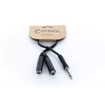 Cordial EY 0.3 PGG cable adaptador en Y 1x conector macho jack mono de 6,3 mm a 2x conectores hembra jack mono de 6,3 mm 0,3m negro 14884
