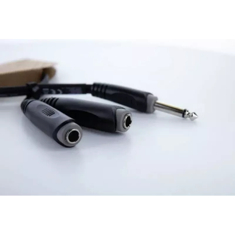 Cordial EY 0.3 PGG cable adaptador en Y 1x conector macho jack mono de 6,3 mm a 2x conectores hembra jack mono de 6,3 mm 0,3m negro 14884