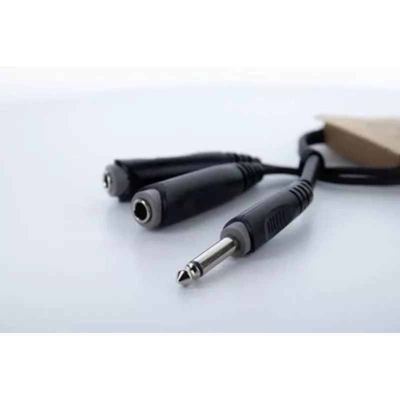 Cordial EY 0.3 PGG cable adaptador en Y 1x conector macho jack mono de 6,3 mm a 2x conectores hembra jack mono de 6,3 mm 0,3m negro 14884