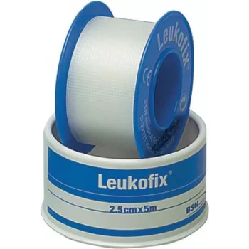 SÖHNGEN 1009216 cinta de fijación Leukofix 5 m x 2,5 cm blanca, tejido no tejido, hipoalergénica
