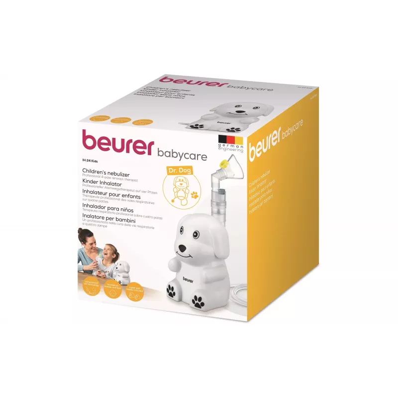 Beurer IH 24 Kids nebulizador de compresor con mascarillas para niños y adultos, tamaño de partícula de 3,16 µm, capacidad de llenado de 8 ml, funcionamiento silencioso 60309