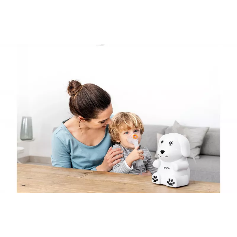 Beurer IH 24 Kids nebulizador de compresor con mascarillas para niños y adultos, tamaño de partícula de 3,16 µm, capacidad de llenado de 8 ml, funcionamiento silencioso 60309