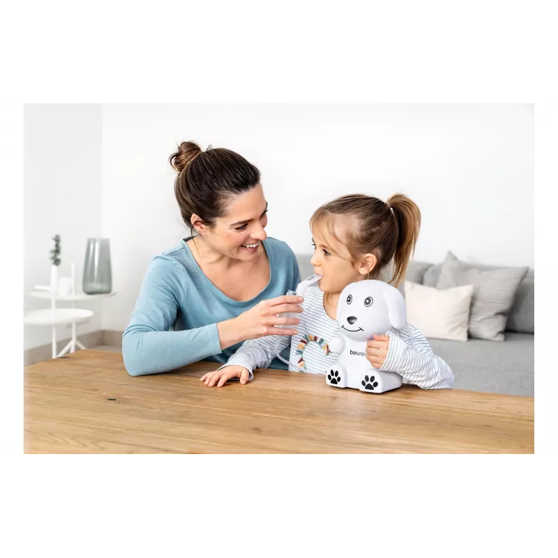 Beurer IH 24 Kids nebulizador de compresor con mascarillas para niños y adultos, tamaño de partícula de 3,16 µm, capacidad de llenado de 8 ml, funcionamiento silencioso 60309